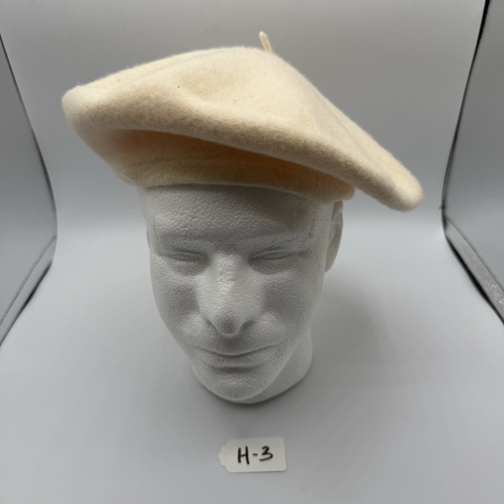 vintage parkhurst wool beret cream 100% Laine Wool